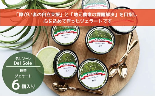 デルソーレ ジェラート★抹茶★6個 農福 お菓子 スイーツ ひんやりスイーツ デザート 食後 おやつ アイス 地元食材使用 抹茶ジェラート 