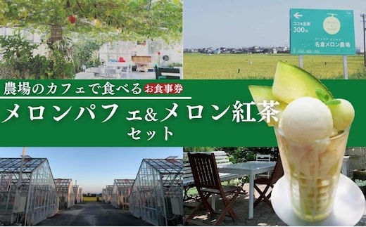 【お食事券】2名様分 農家カフェで味わうメロンパフェとメロン紅茶セット チケット