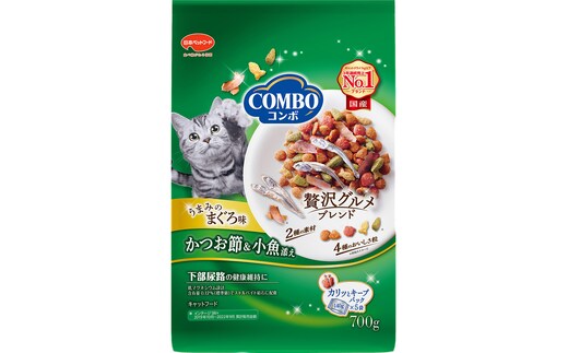 《ペットフード》日本ペットフード コンボ キャット まぐろ味・かつお節・小魚添え 700g(140g×5袋入) ×12袋(ケース)