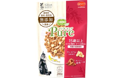 コンボ ピュア キャット 15歳以上用 まぐろ味・鶏肉・かつお節添え 200g ｘ12(ケース単位) キャットフード