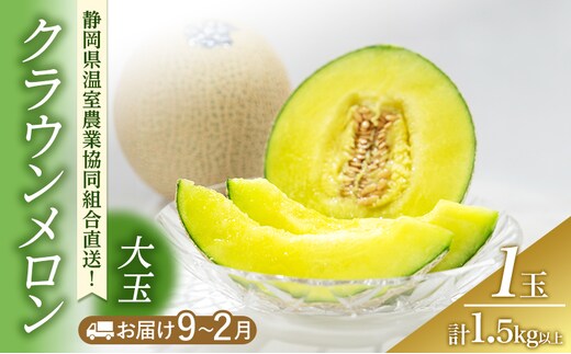 クラウンメロン 大玉 1.5kg以上 1玉 (冬9～2月) 果物 メロン 青肉 フルーツ デザート 高級メロン ブランドメロン 袋井市 静岡県