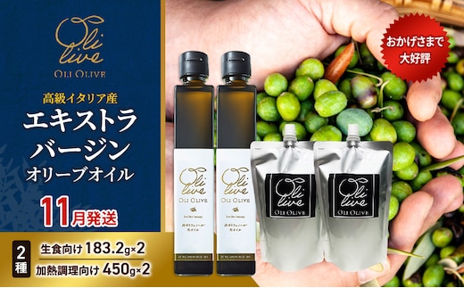 高級イタリア産 エキストラ・ヴァージンオリーブオイル 2種×2個 計4点 2026年11月中旬から発送 調味料 油 オリーブ油 食用油 静岡県 袋井市