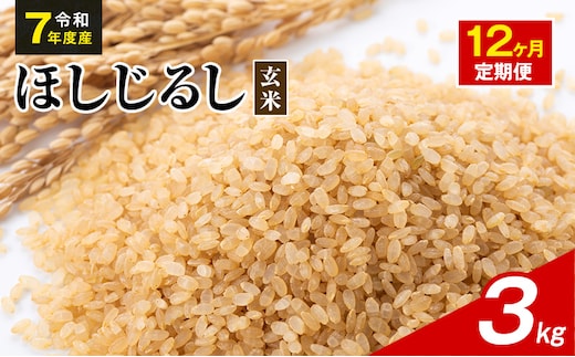 令和7年度産 ほしじるし 3kg 玄米 12ヶ月定期便 米 静岡県 袋井市【離島配送不可】