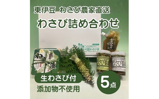 （冷蔵）わさび農家直送 無添加こだわり加工品+ 生わさびDXセット 1384 ／ 大川因わさび園 わさび漬 わさび茎漬 わさび味噌 静岡県