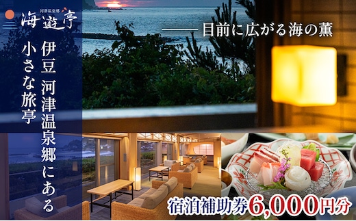 海遊亭【6,000円】宿泊補助券 河津温泉 オーシャンビュー 河津 河津町 静岡 伊豆 宿泊券 旅館 旅行 観光 温泉 国内旅行 バナナワニ園 バガテル公園