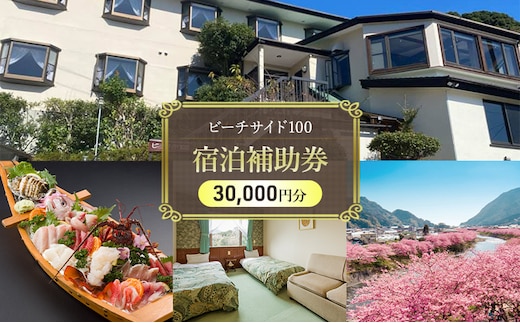 ビーチサイド100 【30,000円分】 宿泊補助券 貸し切り 貸切 オーシャンビュー 温泉 今井浜温泉 河津 河津町 静岡 伊豆 宿泊券 旅行 観光 国内旅行 家族旅行 ファミリー カップル グループ 河津桜 海水浴