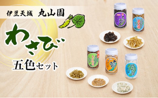 伊豆天城 丸山園 わさび五色セット セット 詰め合わせ わさび 山葵 ワサビ 生わさび おつまみ つまみ みそ 味噌 漬け物 漬物