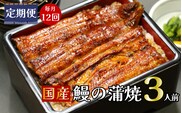 【定期便】全12回コース　うなぎ  蒲焼 真空パック 特選 国産３人前
