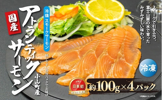 国産 小山町産 アトランティックサーモン 冷凍 スモークサーモン 100g×4パック 冷燻