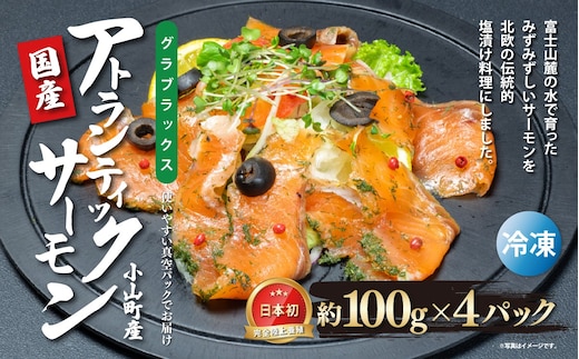 国産 小山町産 アトランティックサーモン 冷凍 グラブラックス 100g×4パック