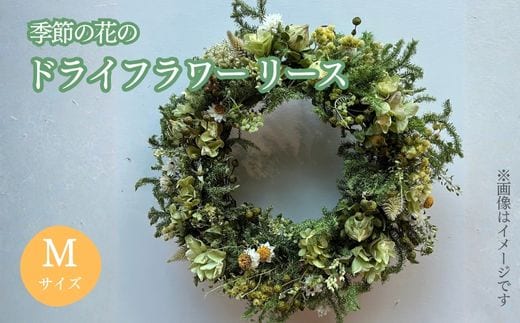 1F15季節の花のドライフラワー リース Mサイズ