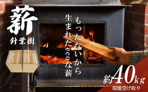 きこりの薪 針葉樹10箱 約40㎏（現地受け取り）