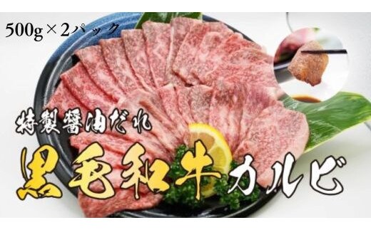 H9焼肉屋さんの極上黒毛和牛カルビ 特製醤油だれ漬け 500ｇ×2パック