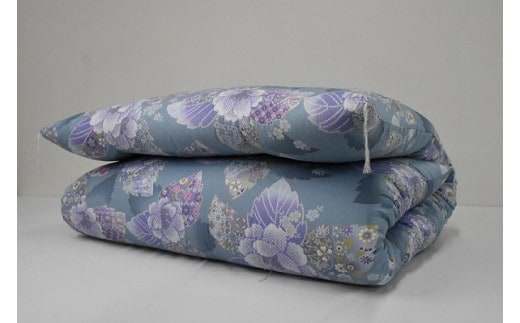 L40綿混わた入手づくり敷ふとん 色ブルー系 柄おまかせ