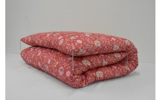 O14純綿わた入り手作り敷ふとん 色ピンク系・柄おまかせ