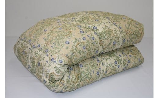 Q52 ２層式キルト羽毛掛けふとん ハンガリー産ホワイトダックダウン93％ 色ブルー系 柄おまかせ