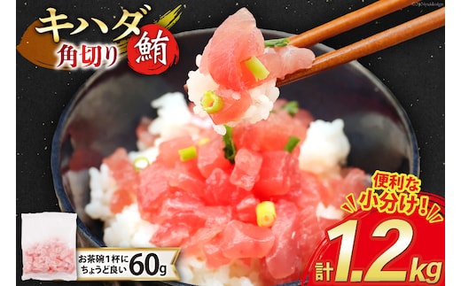 マグロ 天然 キハダマグロ 角切り 60g 20パック 計1.2kg 冷凍 小分け [トライ産業 静岡県 吉田町 22424416-a] まぐろ 鮪 maguro 海鮮 海鮮丼