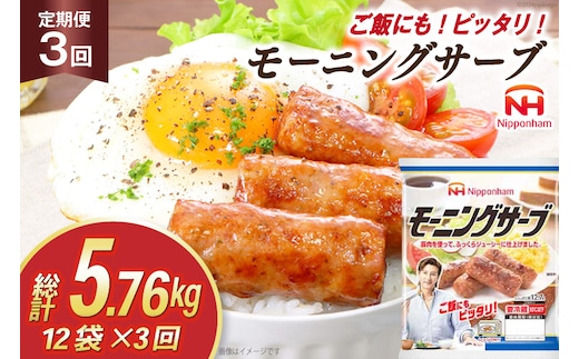 定期便 モーニングサーブ 標準96本 (160g 12袋 計1.92kg) 3回 総計5.76kg [ 日本ハム マーケティング 静岡県 吉田町 22424406] ソーセージ ソーセージリンクス ポークソーセージ 冷蔵 朝食 惣菜 弁当 軽食 つまみ