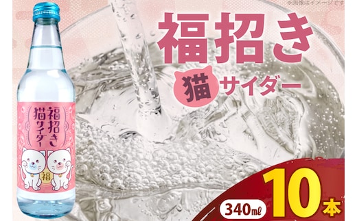 サイダー 福招き猫サイダー 340ml × 10本 [翔栄通商 静岡県 吉田町 22424716] 炭酸 炭酸飲料 瓶 ソーダ 招き猫 サイダー 木村飲料