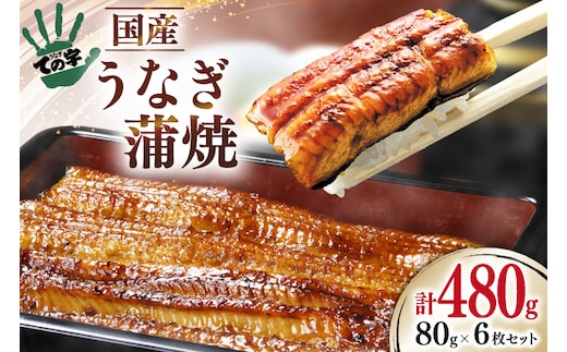 うなぎ 国産 蒲焼 80g ×6 計480g [ての字 静岡県 吉田町 22424461] 鰻 ウナギ うなぎかば焼き うなぎ蒲焼き 鰻蒲焼 鰻蒲焼き ウナギかば焼き 真空パック 蒲焼 タレ たれ 静岡県産 unagi