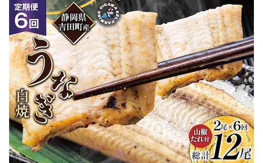 うなぎ 国産 定期便 白焼 150g以上 2尾 6回 総計12尾 タレ 山椒 付き [大井川うなぎ 静岡県 吉田町 22424564] 鰻 ウナギ unagi 白焼き 鰻白焼き 真空パック 冷凍 静岡県産