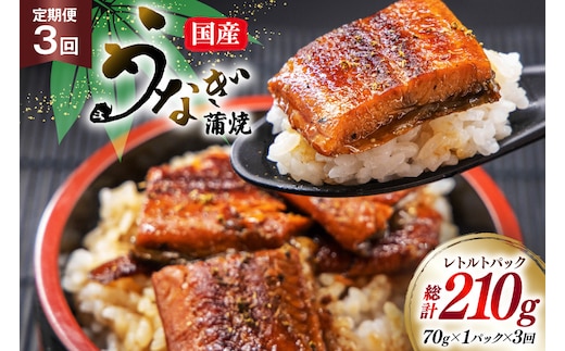 うなぎ 国産 訳あり 常温 蒲焼 定期便 レトルト 70g 1パック 3回 総計210g タレ 山椒 付き [マルニうなぎ加工 静岡県 吉田町 22424470] 鰻 ウナギ 蒲焼き うなぎ蒲焼 うなぎ蒲焼き 鰻蒲焼き ウナギ蒲焼き 国産うなぎ蒲焼き unagi 常温保存