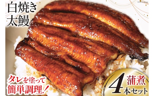 うなぎ 国産 ご当地鰻レシピ「蒲煮」簡単調理セット 血抜き締め 白焼き 太鰻 80g前後 ×4本 タレ 山椒 刷毛 付き [ヤママツ村田商店 静岡県 吉田町 22424186] 鰻 ウナギ たれ 炭火焼き 炭火 かばに 惣菜 おかず 冷凍