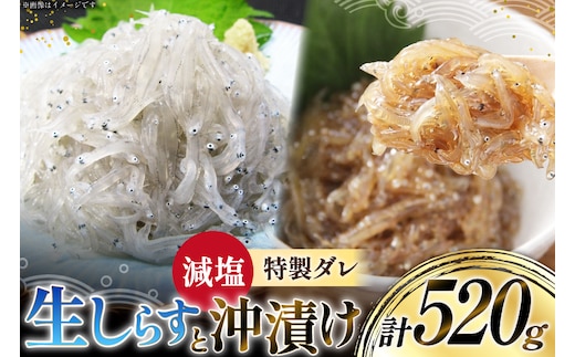 生しらす 160ｇｘ2パック と沖漬け 100g × 2パック 計520g 食べ比べ 小分け セット [丸三水産 静岡県 吉田町 22424697] しらす シラス 冷凍 海鮮 ご飯のお供