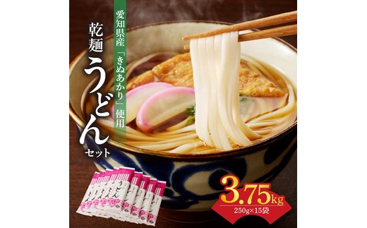 【乾麺】碧海の恵み うどん 愛知県産 徳用セット3.75kg(250g×15袋) H008-225