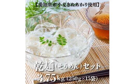 【乾麺】碧海の恵み そうめん 愛知県産 徳用セット3.75kg(250g×15袋) H008-227