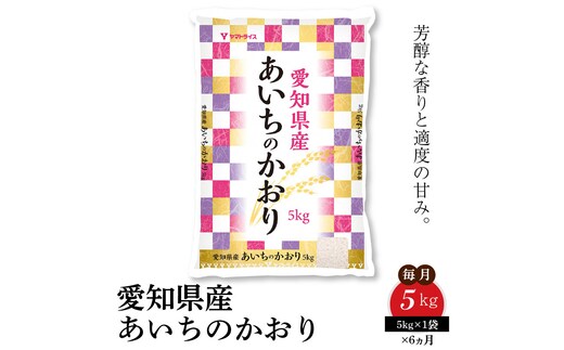愛知県産あいちのかおり 5kg ※6回定期便 米 こめ コメ 白米 ごはん 国産 精米 5キロ 安心安全なヤマトライス H074-692