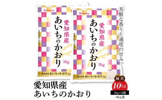 愛知県産あいちのかおり 10kg ※6回定期便 こめ コメ ごはん 安心安全なヤマトライス 米 白米 国産 精米 10キロ H074-694