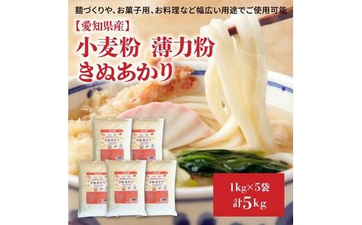 【小麦粉】愛知県産 きぬあかり 国産 薄力粉 1kg×5袋(計5kg) H008-252