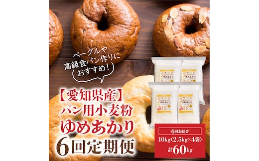 愛知県産 パン用 小麦粉 ゆめあかり 2.5kg × 4袋 計 10kg 6回 国産 強力粉 ブランド 小麦 強力系小麦粉 ふわふわ もっちり 甘味 チャック付き パン ホームベーカリー ベーグル 食パン お取り寄せ 愛知県 碧南市 送料無料 H008-258