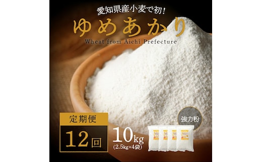 愛知県産 パン用 小麦粉 ゆめあかり 2.5kg × 4袋 計 10kg 12回 国産 強力粉 ブランド 小麦 強力系小麦粉 ふわふわ もっちり 甘味 チャック付き パン ホームベーカリー ベーグル 食パン お取り寄せ 愛知県 碧南市 送料無料 H008-257