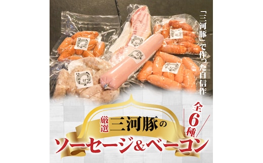 厳選三河豚ソーセージ＆ベーコン 全6種 ミニサイズ お弁当に最適 H094-033