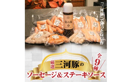 厳選三河豚ソーセージ＆ステーキソース 全9種 ミニサイズ お弁当に最適 H094-036