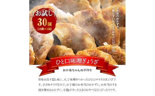 お試しセット 居酒屋のおかあちゃん手作り ひと口味噌ぎょうざ 30個(15個×2袋) H136-034