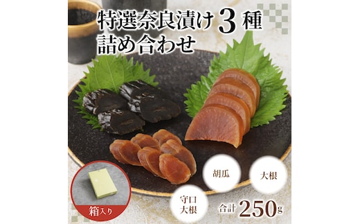 酒粕問屋謹製 特選奈良漬け3種詰め合わせ 250g 箱入り H145-012