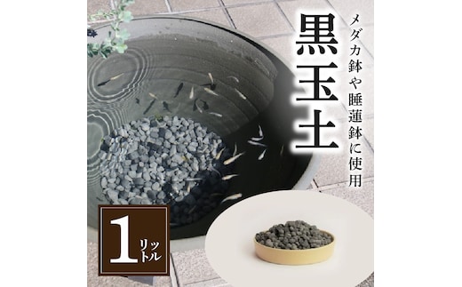 【バクテリアが多く住める多孔質ろ材】黒玉土１リットル めだか鉢 金魚鉢 メダカ 鉢 陶器 睡蓮 多孔質土 H100-085