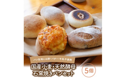国産小麦・天然酵母 石窯焼きパンセット 5個 H069-019