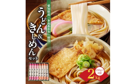 愛知県産小麦100％使用「碧海の恵み」 うどん＆きしめんセット 250g×8袋 乾麺 冬用ギフト 小笠原製粉 H008-243