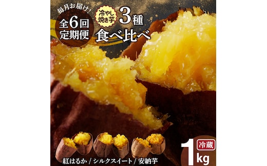 【全6回】 毎月お届け 冷やし焼き芋３種食べ比べセット 約1kg×6回 定期便 芋スイーツ H047-037