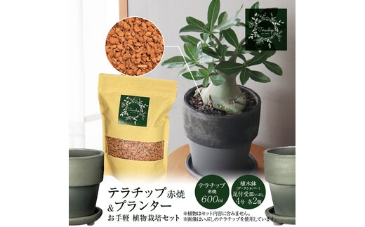 三河焼植木鉢ダークシルバー【テラチップ赤焼】プランター お手軽植物栽培セット 園芸 粘土 鉢 植物 土 シルバー 銀 赤 H188-002