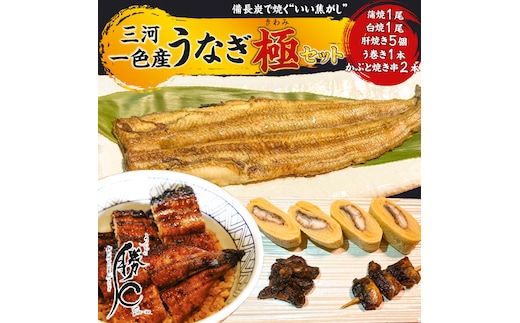 【備長炭で焼く“いい焦がし”】勝〇のぜいたく極セット 珍味うなぎの頭も食べられる 鰻 ウナギ 蒲焼 白焼 肝焼き う巻き かぶと焼き たれ タレ 国産 備長炭 土用 丑の日 冷凍 三河一色産 贅沢 ぜいたく 極み 珍味 H189-005