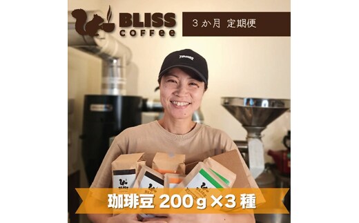 【3ヶ月定期便】煎りたて・挽きたてでお届け ブレンドコーヒー 200g×3種 飲み比べ ギフト たっぷり セット オフィス アウトドア キャンプ ブレンド H185-008