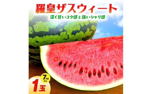 【2026年発送】深く甘いコク感と強いシャリ感「羅皇ザスウィート」1玉 すいか 甘い すいか1玉 果物 フルーツ H141-015