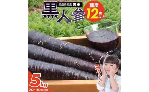 【期間限定】おどろきの甘さと抗酸化力！ 黒人参『黒王』5Kg にんじん スーパーフード 健康 メロン みかん 甘い 糖度 ジュース 自慢 カラフル ブラック キャロット 農作物 自然 野菜 老化防止 H022-014