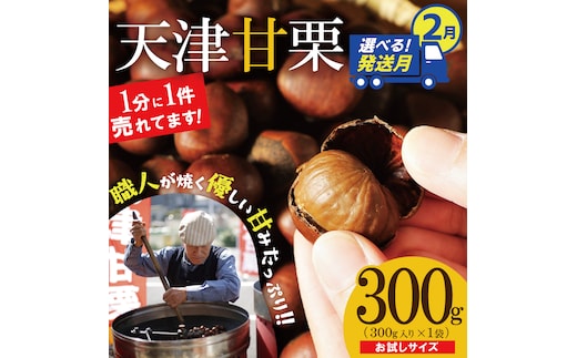 〈2026年2月発送〉【お試し】この道50年の職人が焼く、やさしい甘みたっぷりの「天津甘栗」300g！ 焼きたて 栗 くり 栗爪 殻付き お菓子 おつまみ 人気 高リピート 小分け 栗ご飯 栗きんとん 甘露煮 H045-068_Feb
