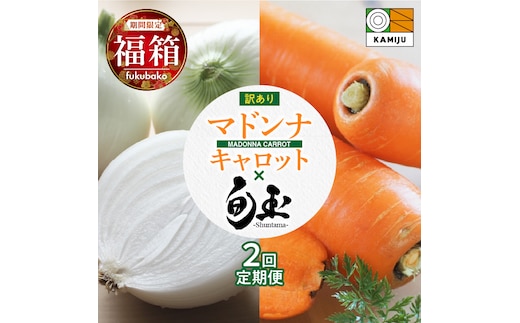 【福箱★2027】全2回お試し定期便 マドンナキャロット訳あり3キロと新玉ねぎ「旬玉」訳あり3キロ H105-278